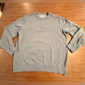Men’s PacSun Washed Blue Sweatshirt with Soul Searching embroidery. Size Med EUC